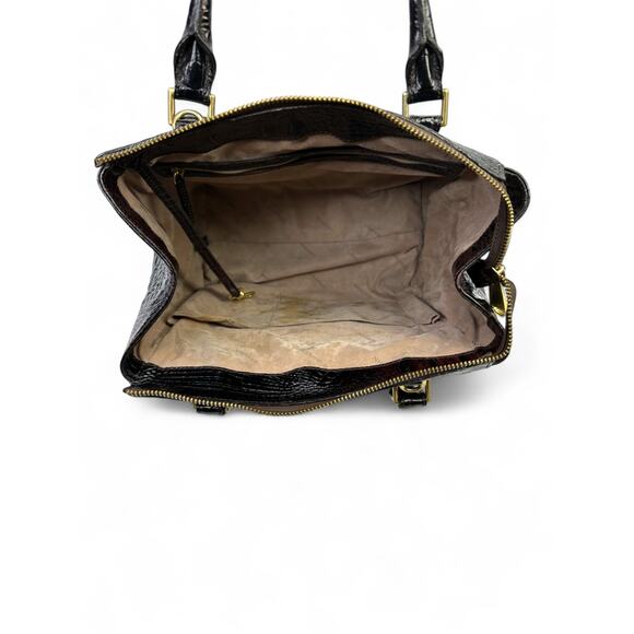 Brahmin Malia Satchel In Cocoa Melbourne Crocodile Embossed Leather - Picture 12 of 16